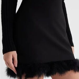 Black skirt with fur trim